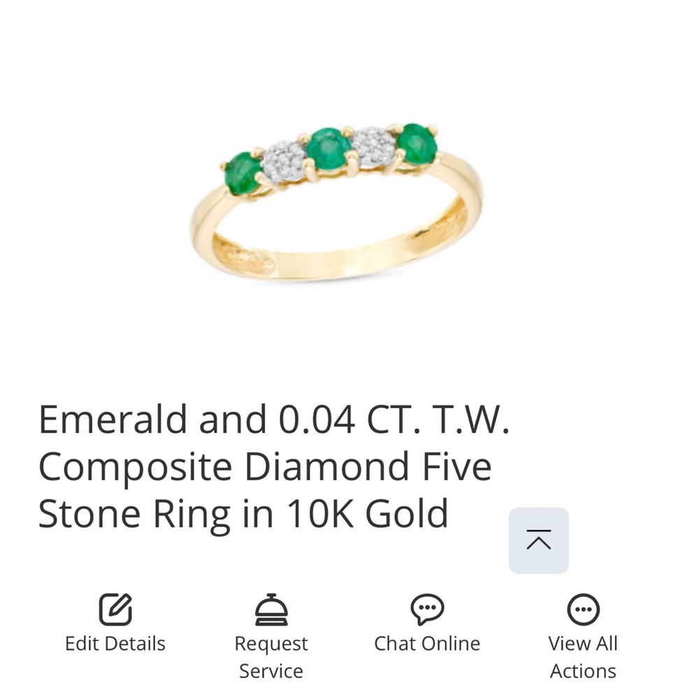 Natural Emerald and 0.04 CT. T.W. Composite Diamond Five Stone Ring in 10K Gold